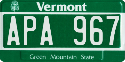 VT license plate APA967