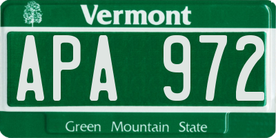 VT license plate APA972