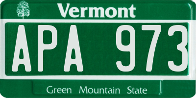 VT license plate APA973