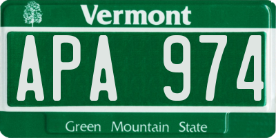 VT license plate APA974