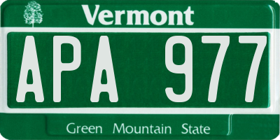 VT license plate APA977