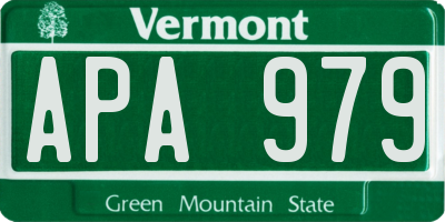 VT license plate APA979