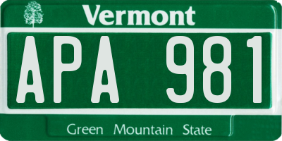 VT license plate APA981