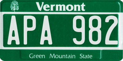 VT license plate APA982