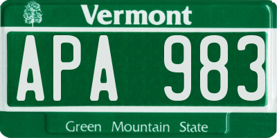 VT license plate APA983