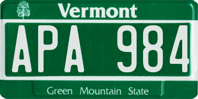 VT license plate APA984