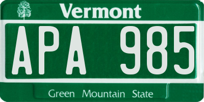 VT license plate APA985
