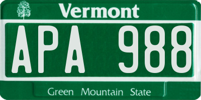 VT license plate APA988