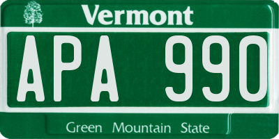VT license plate APA990