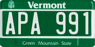 VT license plate APA991
