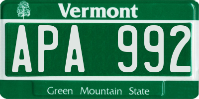 VT license plate APA992