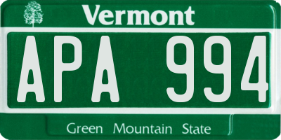 VT license plate APA994