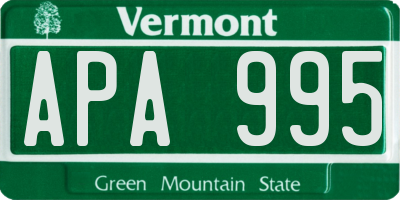 VT license plate APA995