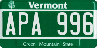 VT license plate APA996