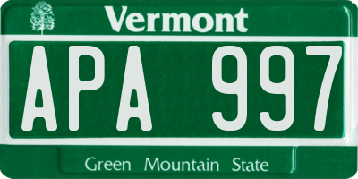 VT license plate APA997