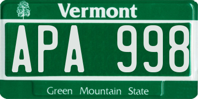 VT license plate APA998