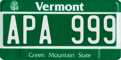 VT license plate APA999