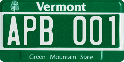 VT license plate APB001
