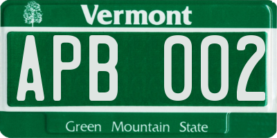 VT license plate APB002