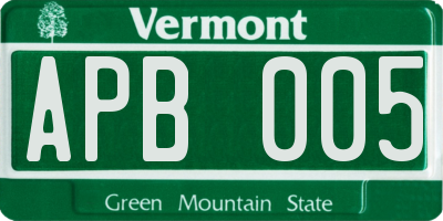 VT license plate APB005