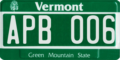 VT license plate APB006