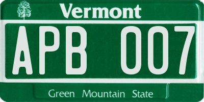 VT license plate APB007