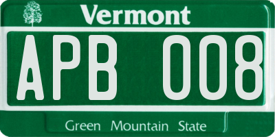 VT license plate APB008