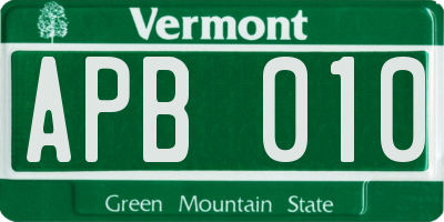 VT license plate APB010