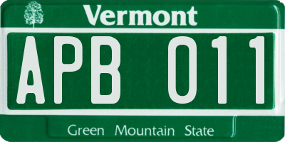 VT license plate APB011