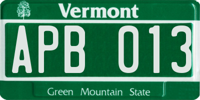 VT license plate APB013