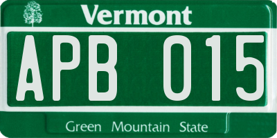VT license plate APB015