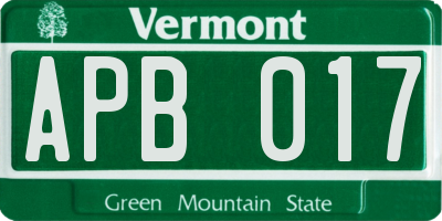VT license plate APB017