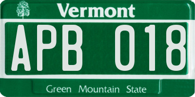 VT license plate APB018