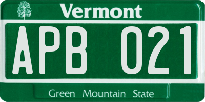 VT license plate APB021