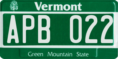 VT license plate APB022