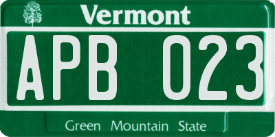 VT license plate APB023