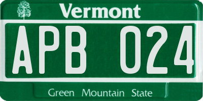 VT license plate APB024