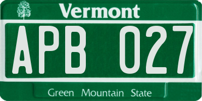 VT license plate APB027