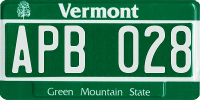 VT license plate APB028