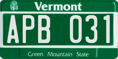 VT license plate APB031