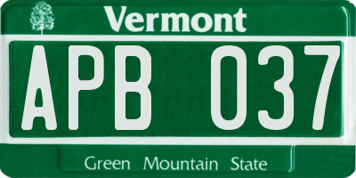 VT license plate APB037