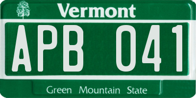 VT license plate APB041