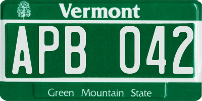 VT license plate APB042