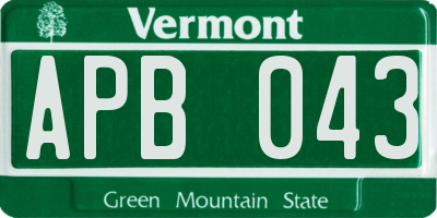 VT license plate APB043
