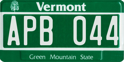 VT license plate APB044