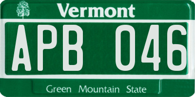 VT license plate APB046
