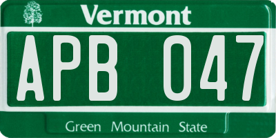 VT license plate APB047