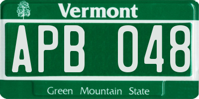 VT license plate APB048