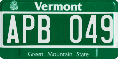 VT license plate APB049