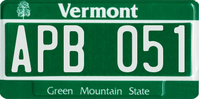 VT license plate APB051